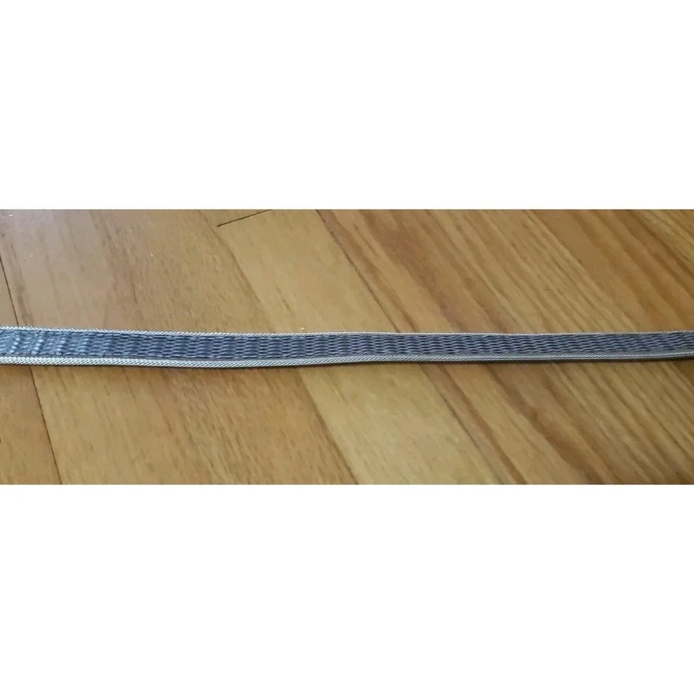Vintage BB Simon Women Gray Leather Belt‎ Silver Mesh Edging Size 30